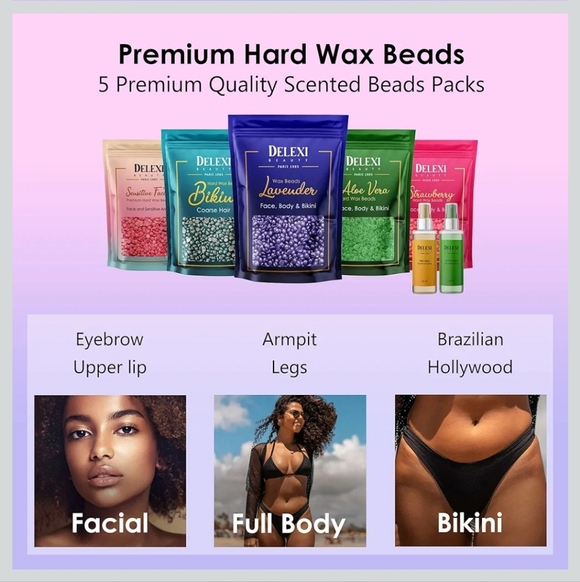 💅 Delexi Premium Waxing Kit - Smart-Heat Wax Warmer 41 Piece Set - Picture 8 of 8